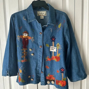 Vintage Harvest Denim Scarecrow Top size PXL